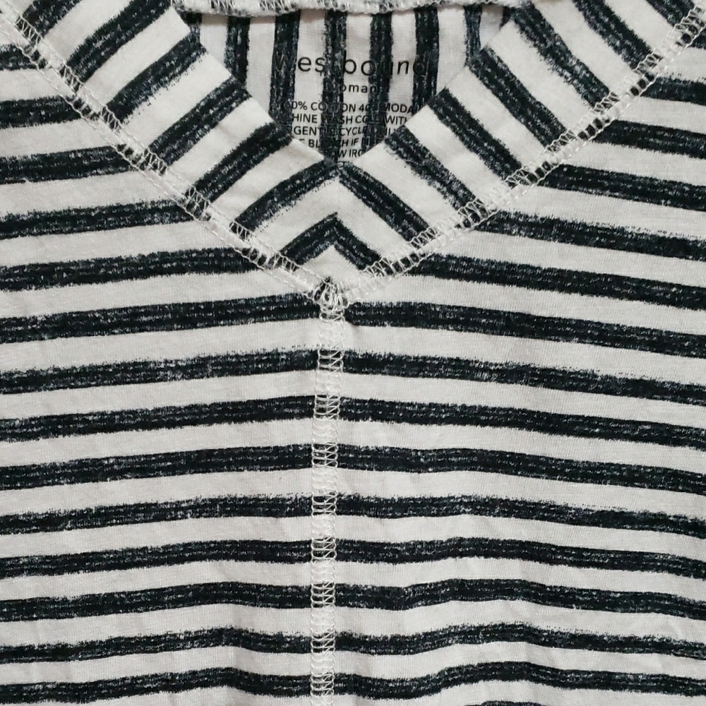 Westbound 2X Black and White Striped Short Sleeve Top - Picture 4 of 7